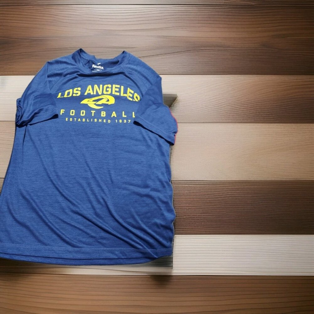Los‎ Angeles Rams Fanatics Shade Battle Ready Raglan Space Dye Tshirt Blue Sz Lg